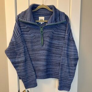 AERIE Quarter Zip Blue Sweater Sz Small, Oversized Cozy Soft Lightweight